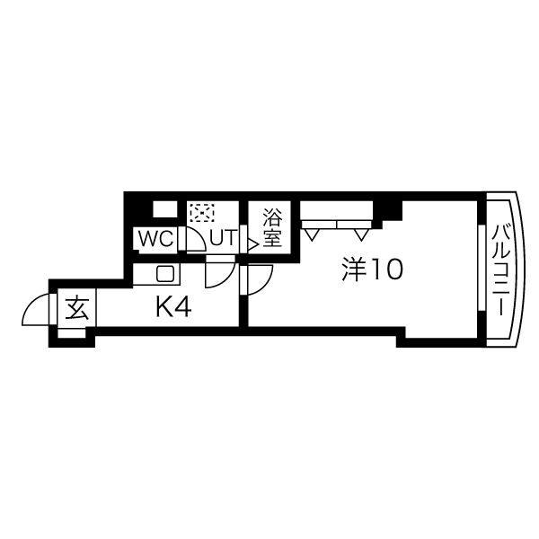 ゴールドサークル尾張町(1DK/4階)の間取り写真