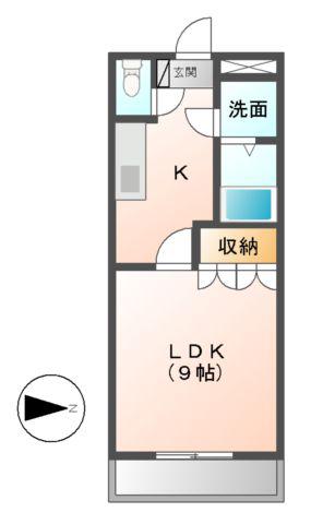 エレガントI(1K/1階)の間取り写真