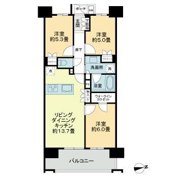 MJR鹿児島中央駅前ザ・ガーデン(3LDK/4階)の間取り写真