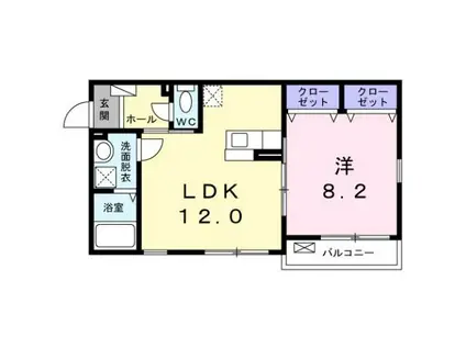 ウエストパイン(1LDK/2階)の間取り写真