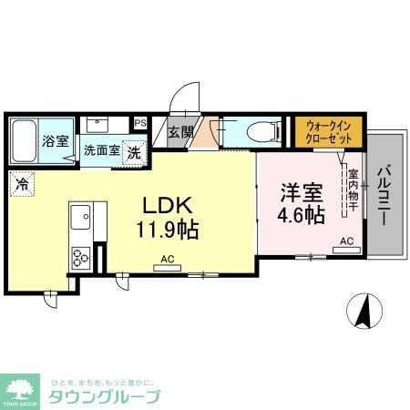 アンジュール高松(1LDK/2階)の間取り写真
