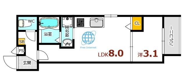 MOVE船越南(1LDK/1階)の間取り写真
