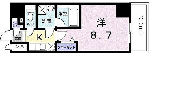 広尾ビューヒルズ(1K/2階)の間取り写真