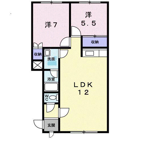 プラドール北広島(2LDK/1階)の間取り写真