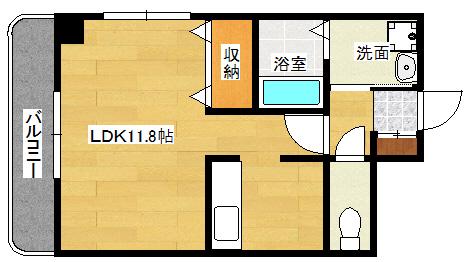 さくらBLD(ワンルーム/2階)の間取り写真