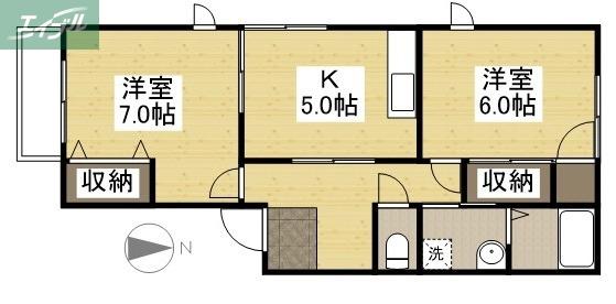 コーポ岡崎(2DK/1階)の間取り写真
