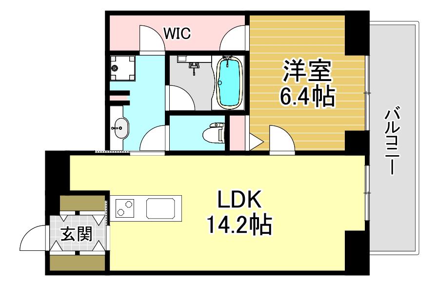 リバーサイドタワー中之島(1LDK/9階)の間取り写真