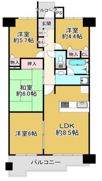 ネオハイツ姫路アメティ(4LDK/11階)の間取り写真