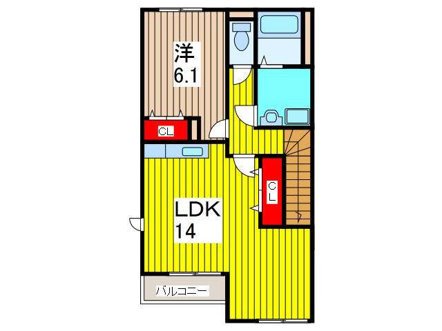 コンフォース(1LDK/2階)の間取り写真