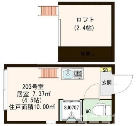 CIEL ET MARAIS(ワンルーム/2階)の間取り写真