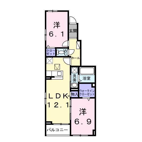 アンソレイユ(2LDK/1階)の間取り写真