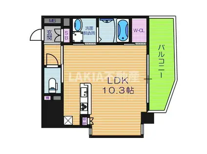 OAK弥栄 夕陽ヶ丘(ワンルーム/10階)の間取り写真