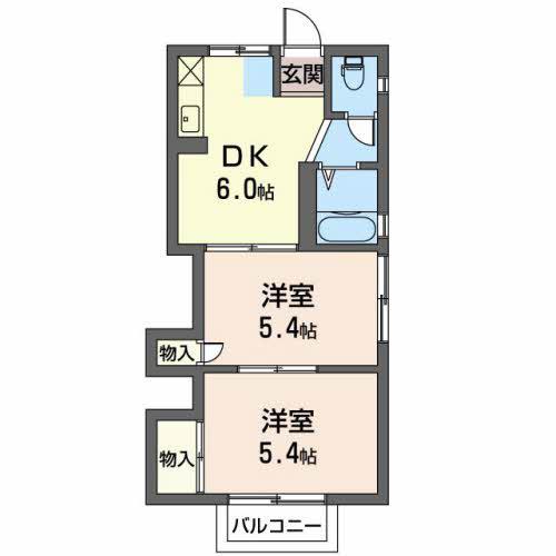 シャトレオーズ舞阪(2DK/2階)の間取り写真