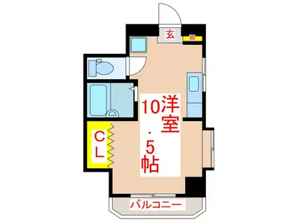 コーポフレスコ(ワンルーム/2階)の間取り写真