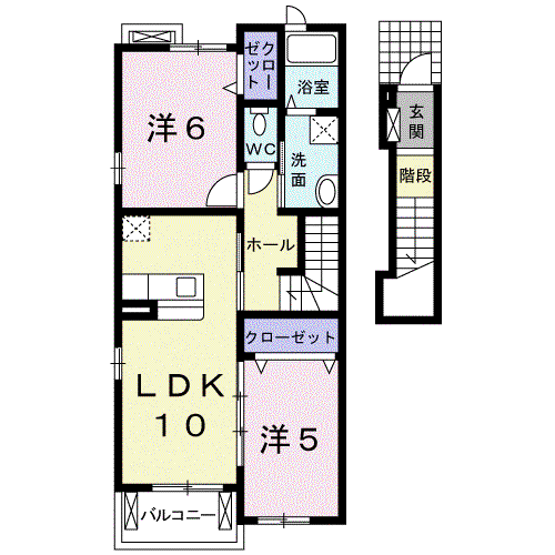 エアリー I(2LDK/2階)の間取り写真