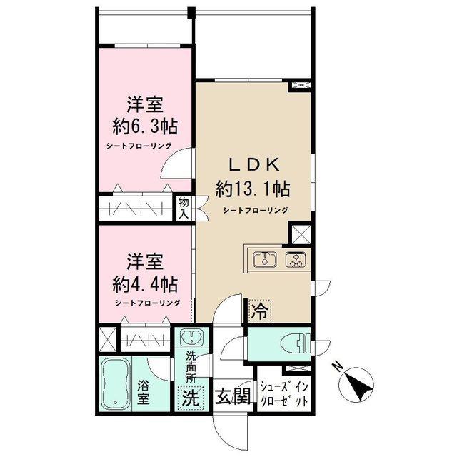 MOCXION INAGI(2LDK/4階)の間取り写真