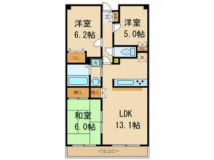 ディアハイム北松戸(3LDK/3階)の間取り写真