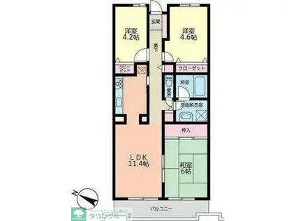 コンフォール北寺尾(3LDK/3階)の間取り写真