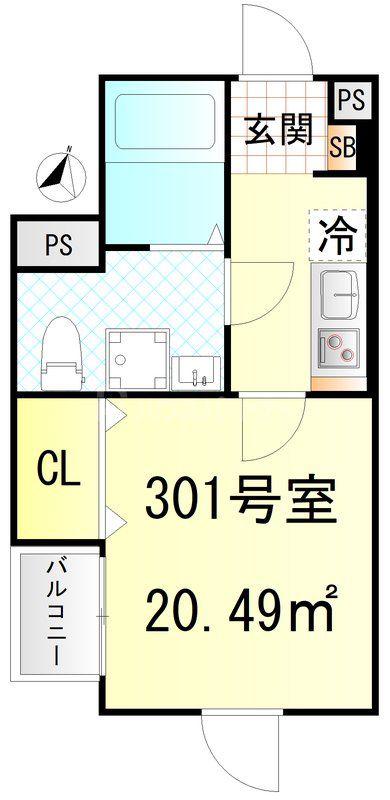 CFジオーレ北綾瀬テラス(1K/3階)の間取り写真