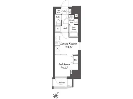 ブランシエスタ北品川(1DK/4階)の間取り写真