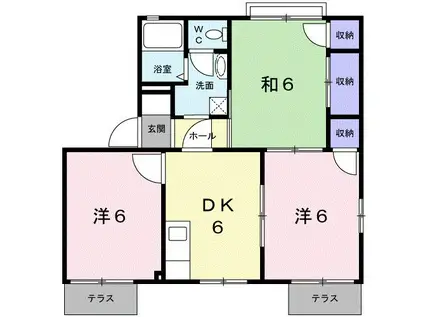エーデルハイムB(3DK/1階)の間取り写真