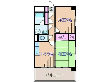 スウィートウォーレン(2DK/2階)の間取り写真