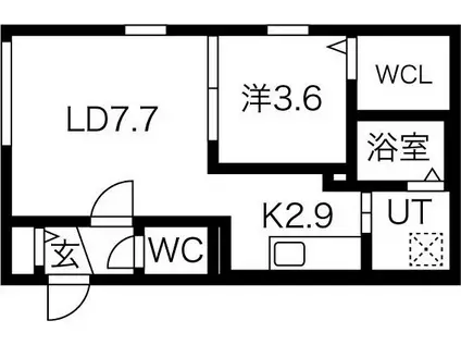 BELLISSIMO HASSAMU(1LDK/3階)の間取り写真
