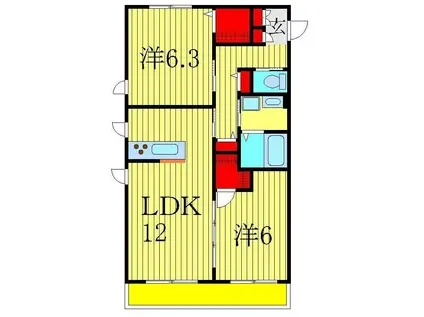 ペ・ブリエI(2LDK/2階)の間取り写真