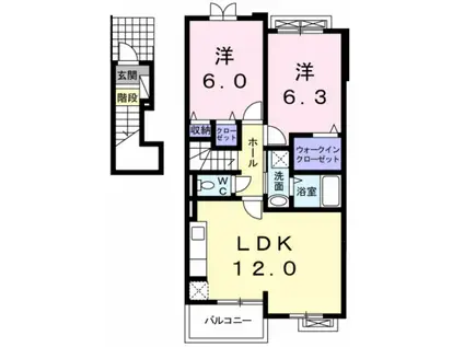 アヴァンツァート(2LDK/2階)の間取り写真