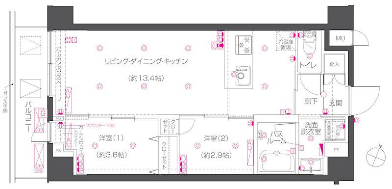 ZOOM練馬高野台(2LDK/4階)の間取り写真