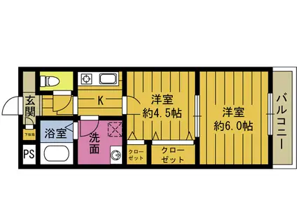 パレドール鶴崎II(2K/7階)の間取り写真