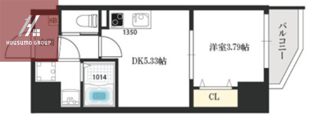 DWELLING MIDORIBASHI(1DK/2階)の間取り写真