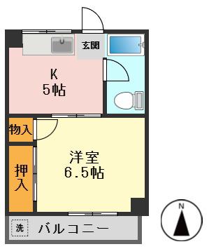 第1福島マンション(1DK/3階)の間取り写真