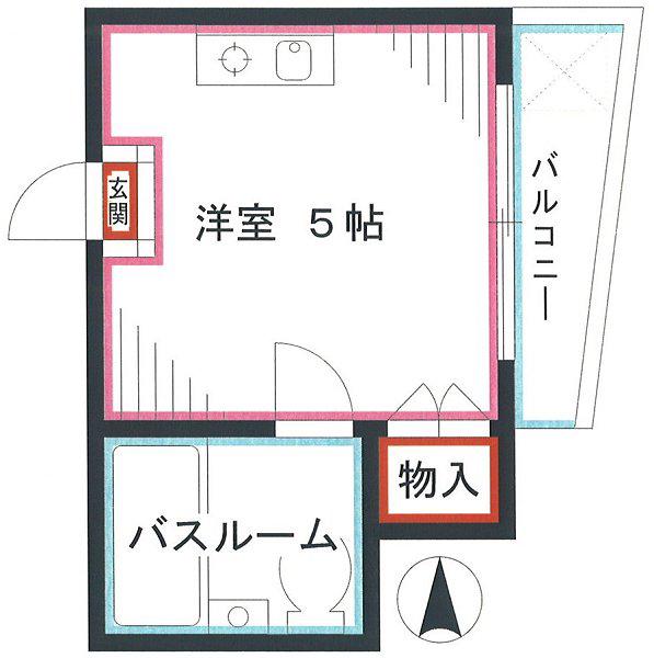 第2おおとり荘(ワンルーム/1階)の間取り写真