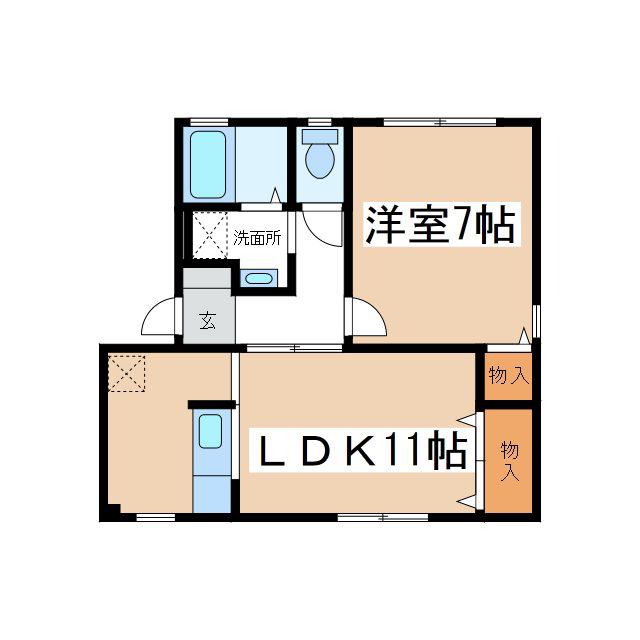 ハイツシャリオB(1LDK/1階)の間取り写真