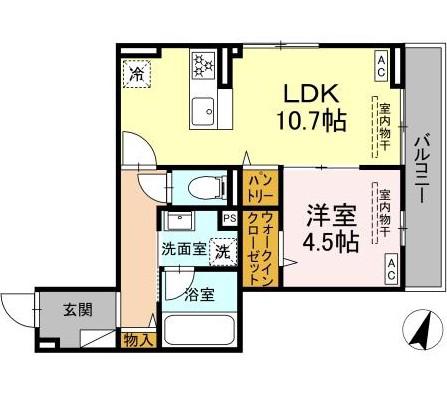 D PAINA ODORIBA(1LDK/3階)の間取り写真