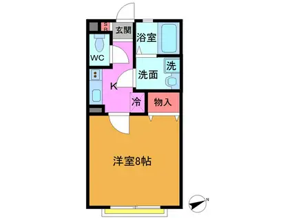 ドミールブラッシェ市川(1K/1階)の間取り写真