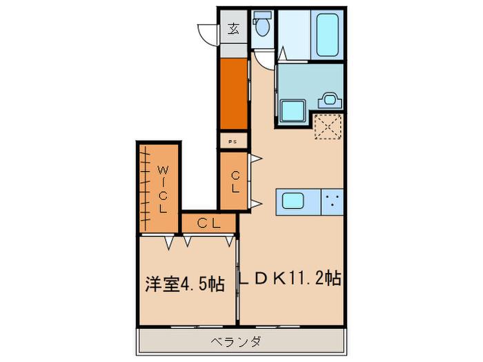 エルメゾンフィカーサ7110(1LDK/1階)の間取り写真