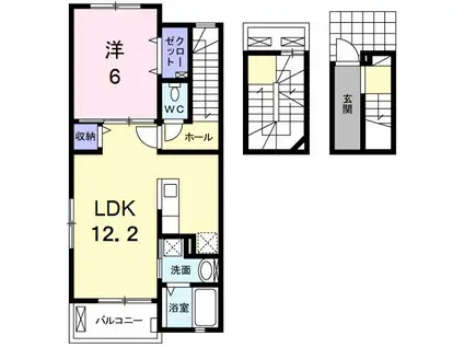 フルーリール(1LDK/3階)の間取り写真