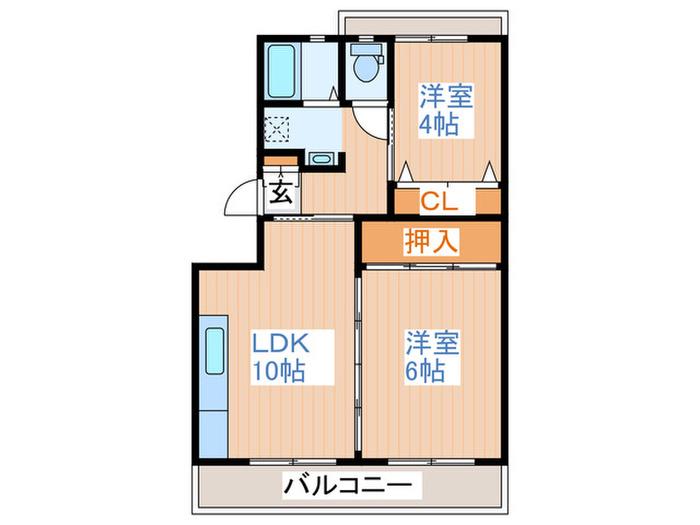カーサ里の杜(2LDK/2階)の間取り写真