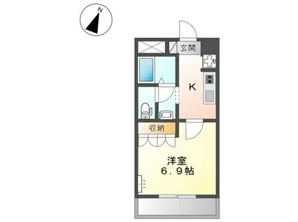 クレディール(1K/2階)の間取り写真