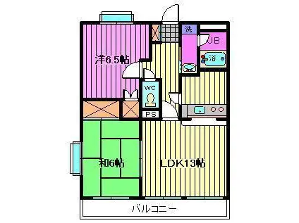 メゾン吉野(2LDK/2階)の間取り写真