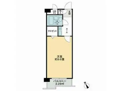 ライオンズマンション名大ウエスト(1K/3階)の間取り写真