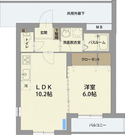 カーサ クルーセ(1LDK/3階)の間取り写真