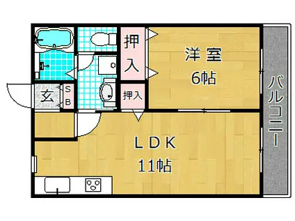 ジャンシアーヌ(1LDK/1階)の間取り写真