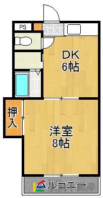 シャロム国分(1DK/3階)の間取り写真