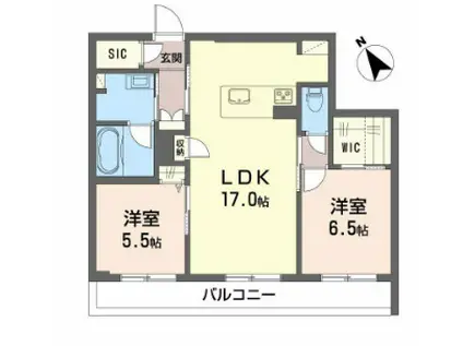 SHAMAISON グランフィリア(2LDK/1階)の間取り写真