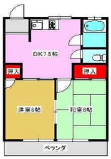 コーポ戸部(2DK/2階)の間取り写真
