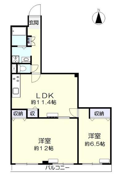 南方パークマンション(2LDK/4階)の間取り写真