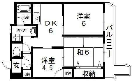 ロイヤルサカエマンション(3DK/4階)の間取り写真